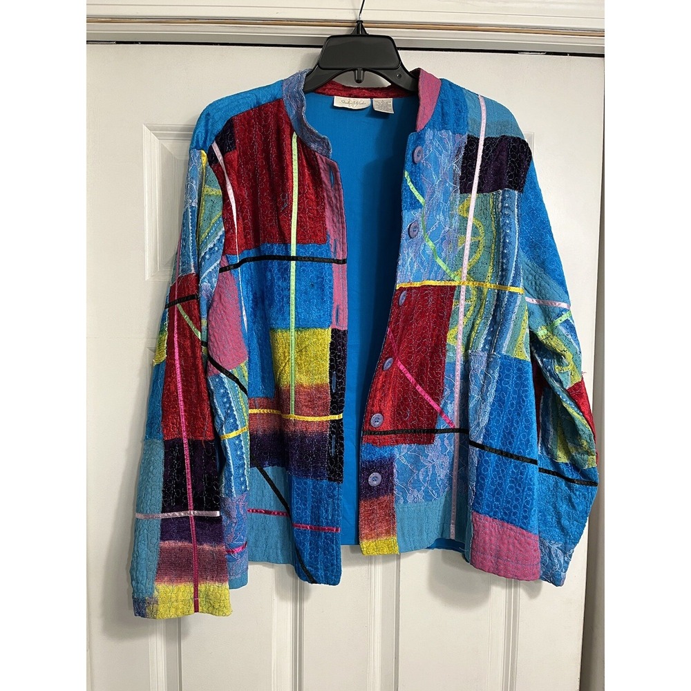 Blazer Velvet Patchwork Large Women's Foral Hippie Boho Union Studio Works Vtg